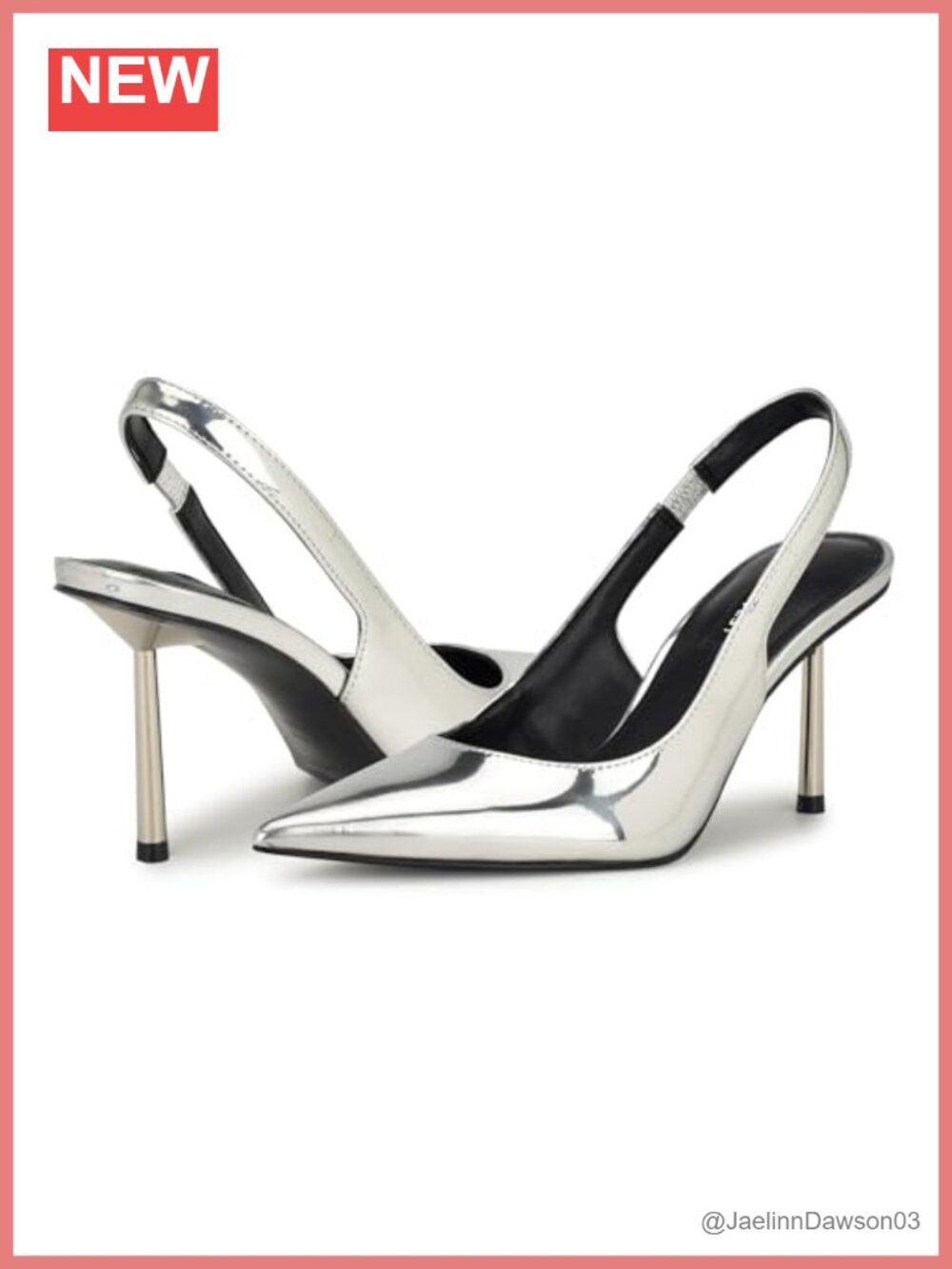 Pointed Toe Slingback Pumps Faux Leather Stiletto Heel